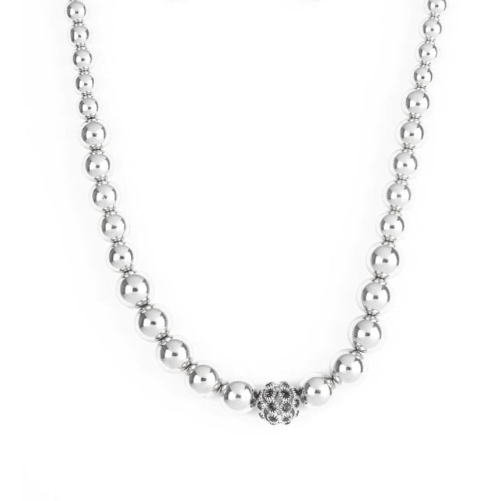 Paparazzi Silver Beaded Necklace High-Stakes FAME Fashion Jewelry